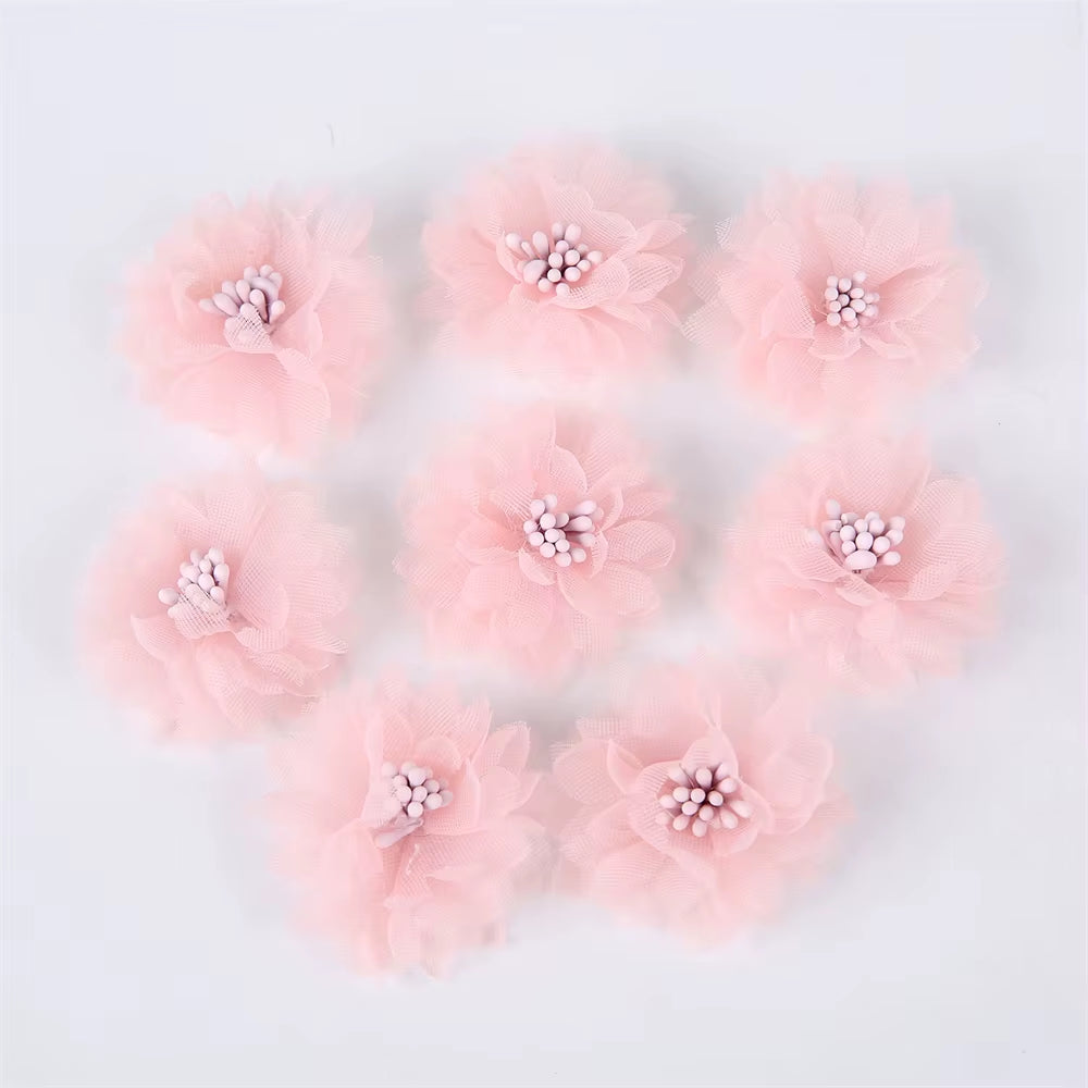 10Pcs Chiffon Flowers DIY Flowers Headwear Hat Dress Decorations Clothes Accessories Hair Accessories Artificial Flowers
