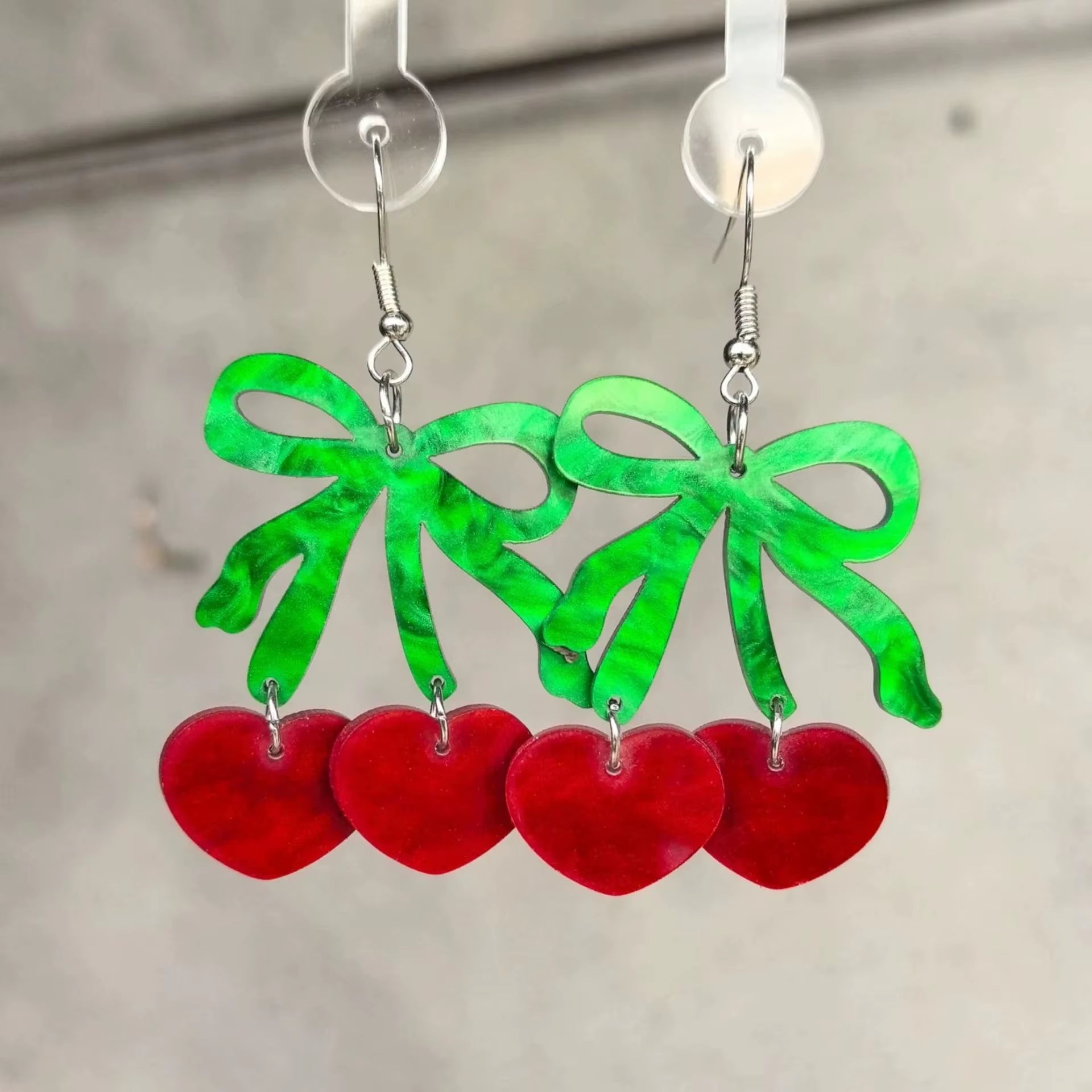 Glitter Acrylic Earrings for Women Red Love Heart Gift Box Chocolate Present Bow Knot Ear Ring Jewelry Valentine'S Day Pendant