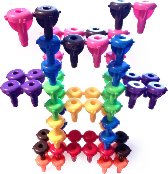 Brain Building Set Construction Toys - Interlocking Engineering Tinker Fine Motor Skills Educational Toys - 64 Pc Stem Toys for Boys and Girls 3 4 5 6 7 Years Old