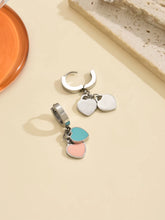 Love Earrings Female Pink Blue Enamel Double Love Pendant Earrings