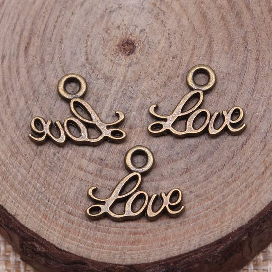 20Pcs 13X10Mm Antique Silver Color Love Word Charm Small Word Love Charm Tiny Love Charm for Jewelry Making