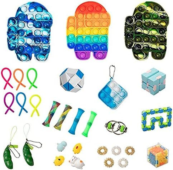 Fidget Toys Sensory Fidget Toys Set Fidget Toys Anti-Anxiety Tools and Special Toys Fidget Toys Relieves Stress Squeeze Toy for Birthday Party Random Color