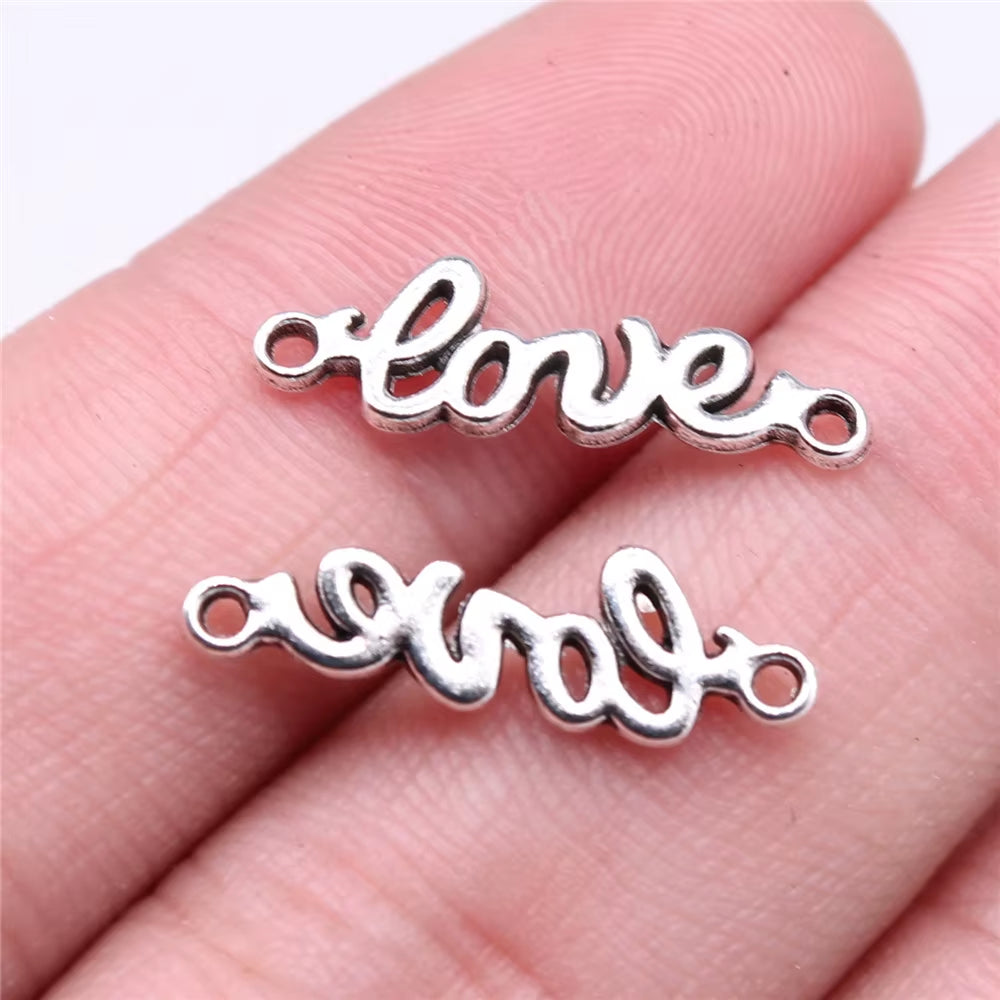 40Pcs Charms Love Antique Silver Color Love Heart Charms Jewelry Findings DIY Word Love Charms Wholesale