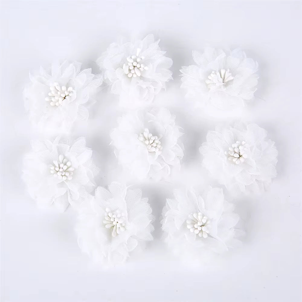 10Pcs Chiffon Flowers DIY Flowers Headwear Hat Dress Decorations Clothes Accessories Hair Accessories Artificial Flowers