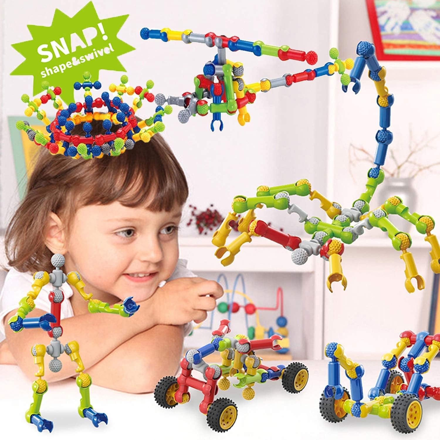 Vivostore Kids Building Stem Toys ,110 Pcs Educational Construction Engineering Building Blocks DIY Learning Set for Ages 3+ Year Old, Best Gift for Kids Creative Games & Fun Activity