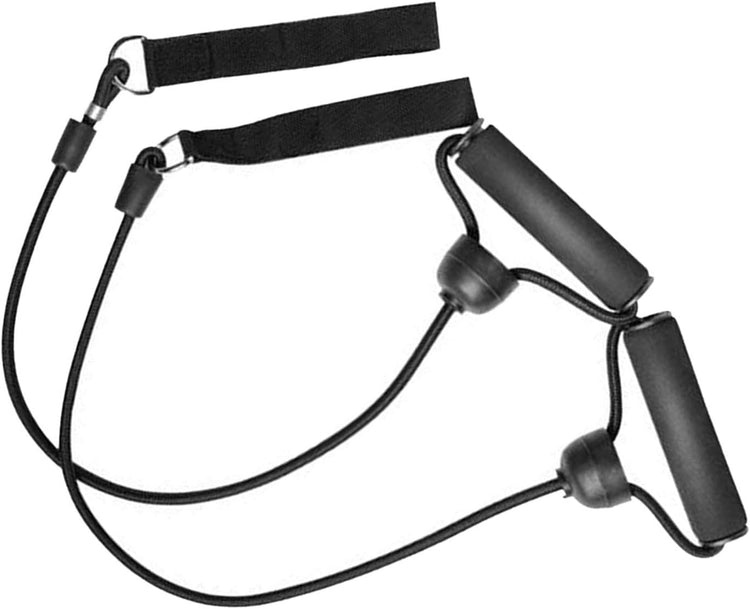 2X Trampoline Resistance Bands,Exercise Bands with Handles Tension Rope Comfortable Arm Bands, Bungee Cord for Indoor Outdoor, 100CM, Black