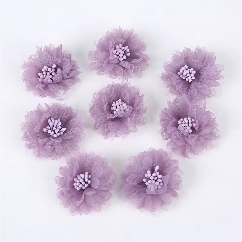 10Pcs Chiffon Flowers DIY Flowers Headwear Hat Dress Decorations Clothes Accessories Hair Accessories Artificial Flowers