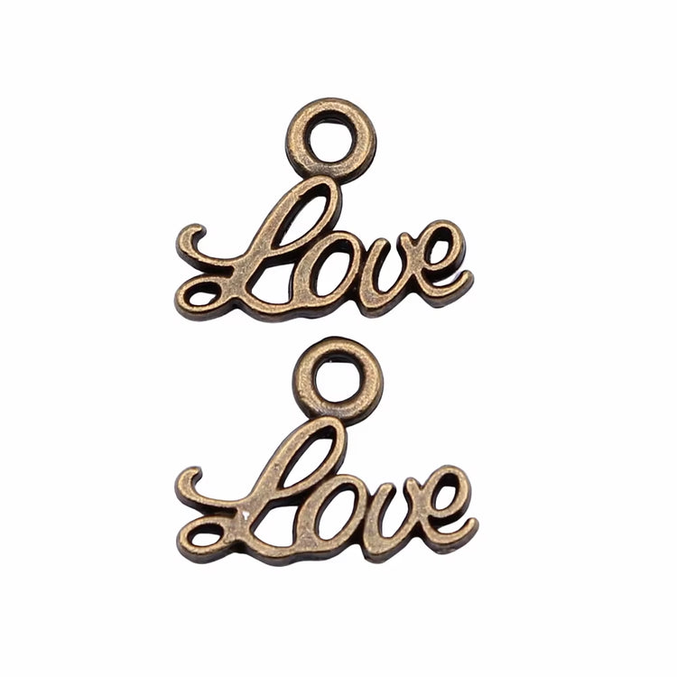 20Pcs 13X10Mm Antique Silver Color Love Word Charm Small Word Love Charm Tiny Love Charm for Jewelry Making