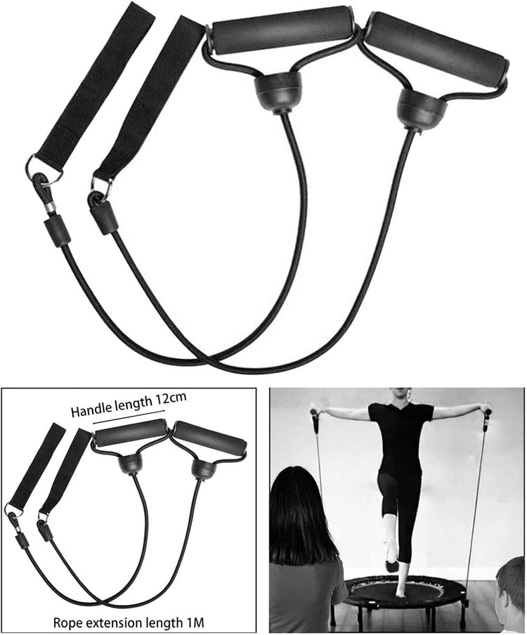 2X Trampoline Resistance Bands,Exercise Bands with Handles Tension Rope Comfortable Arm Bands, Bungee Cord for Indoor Outdoor, 100CM, Black