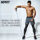Single Resistance Band Home Gym Exercise Band with Handles and Door Anchor 30 Lb.