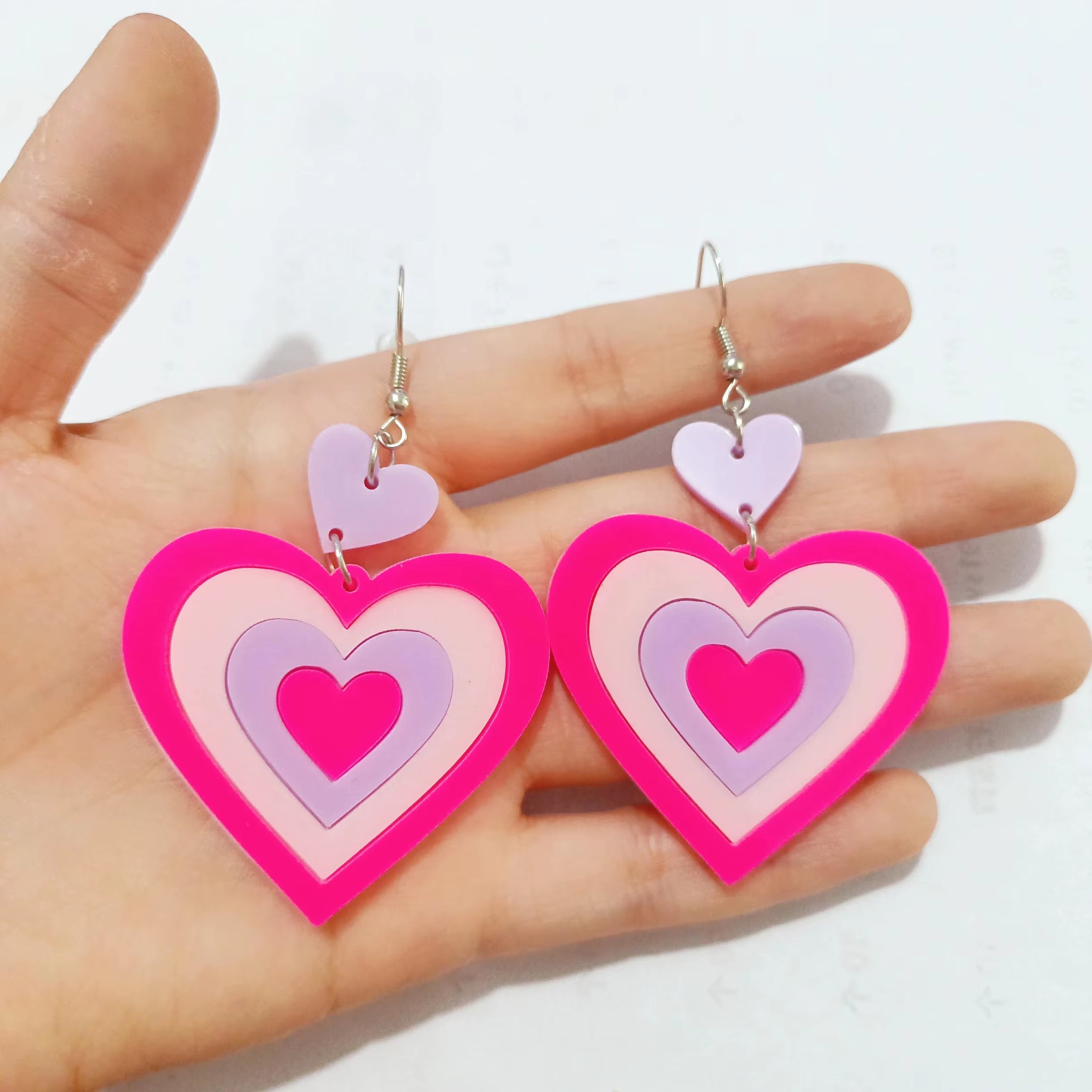 Glitter Acrylic Earrings for Women Red Love Heart Gift Box Chocolate Present Bow Knot Ear Ring Jewelry Valentine'S Day Pendant