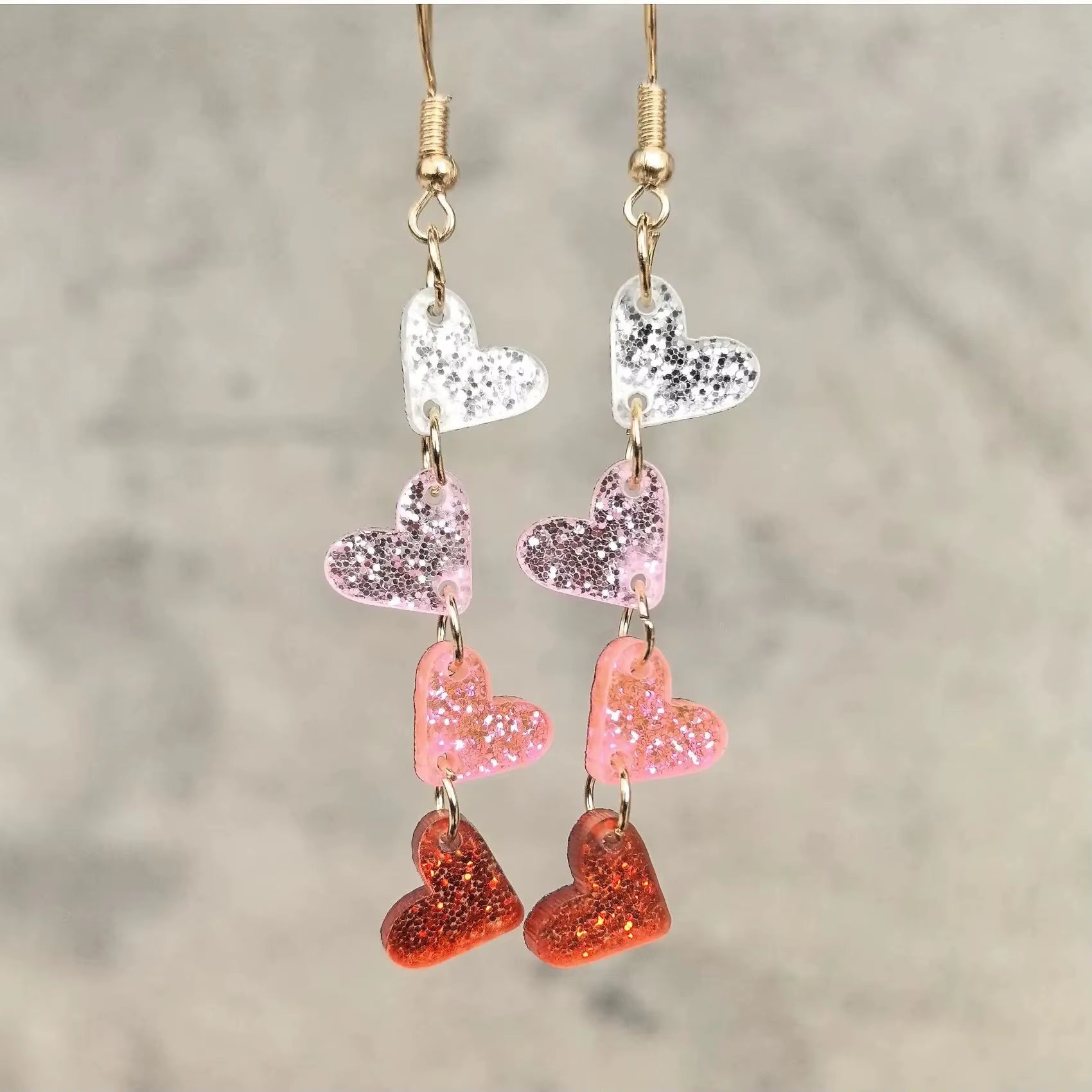 Glitter Acrylic Earrings for Women Red Love Heart Gift Box Chocolate Present Bow Knot Ear Ring Jewelry Valentine'S Day Pendant