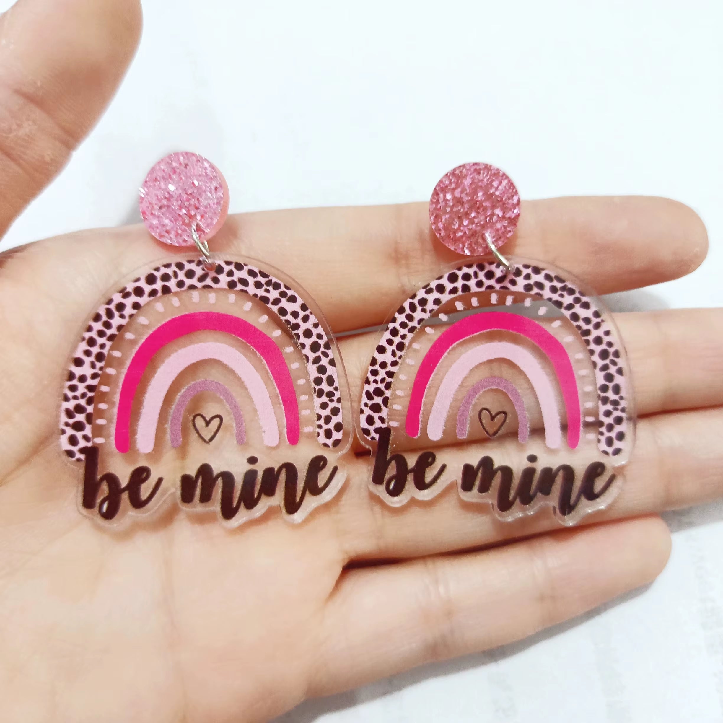 Glitter Acrylic Earrings for Women Red Love Heart Gift Box Chocolate Present Bow Knot Ear Ring Jewelry Valentine'S Day Pendant