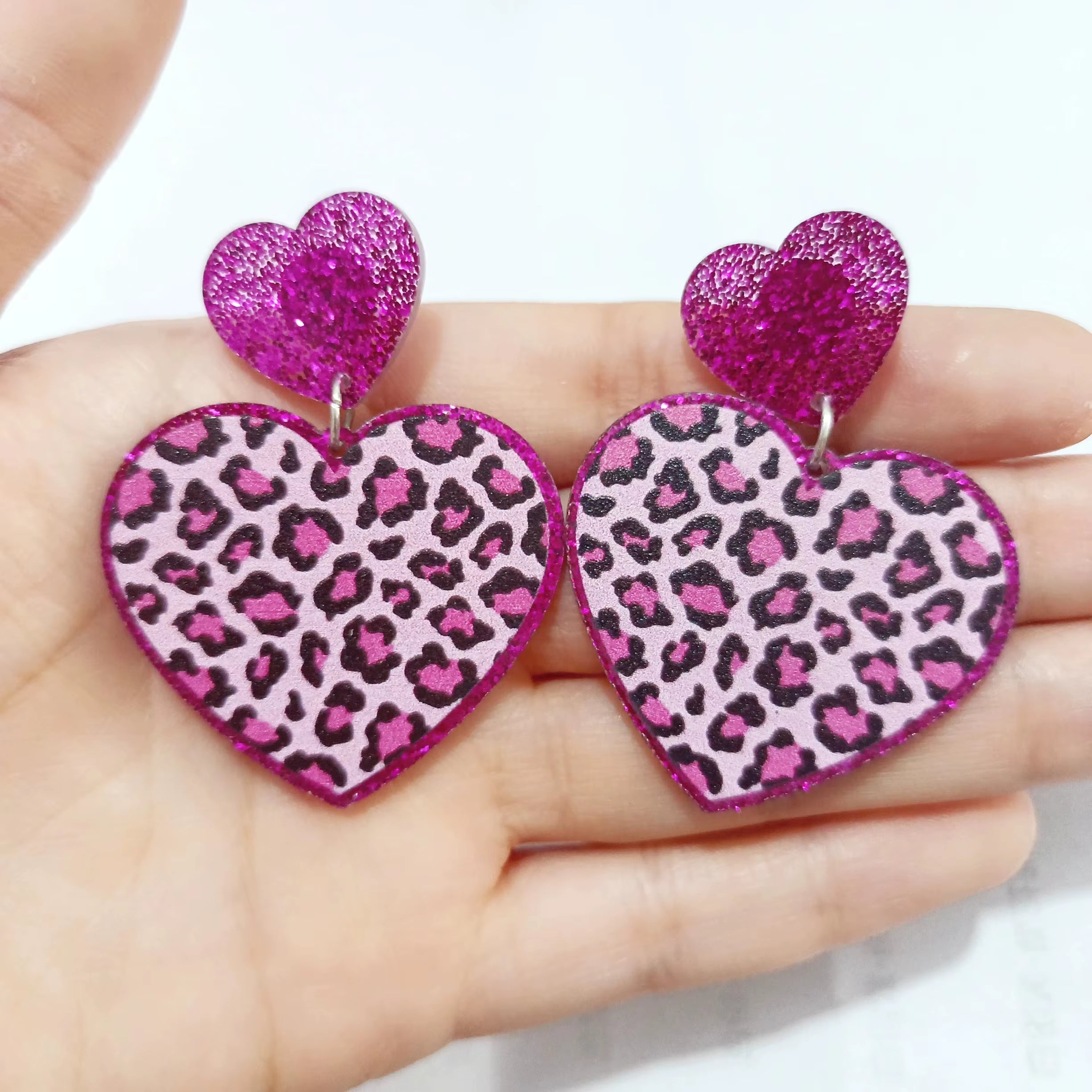 Glitter Acrylic Earrings for Women Red Love Heart Gift Box Chocolate Present Bow Knot Ear Ring Jewelry Valentine'S Day Pendant