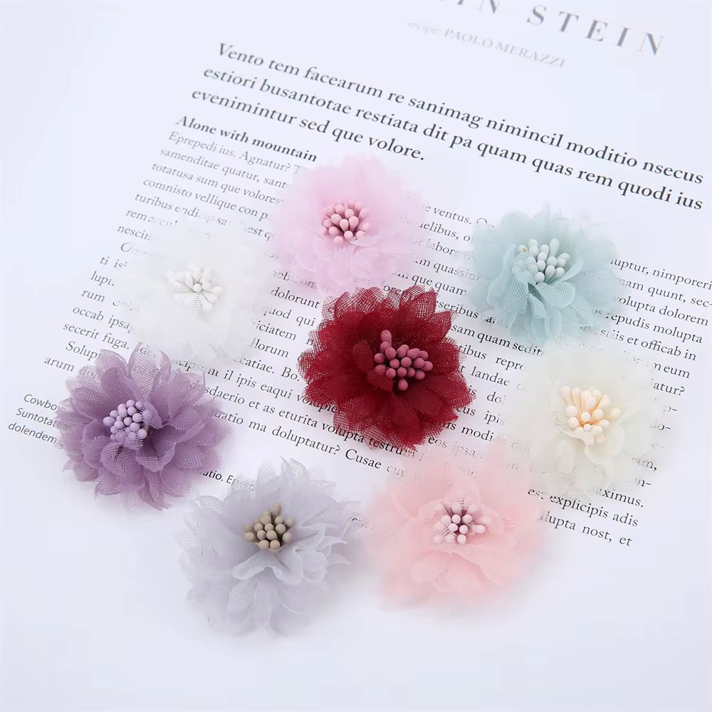 10Pcs Chiffon Flowers DIY Flowers Headwear Hat Dress Decorations Clothes Accessories Hair Accessories Artificial Flowers
