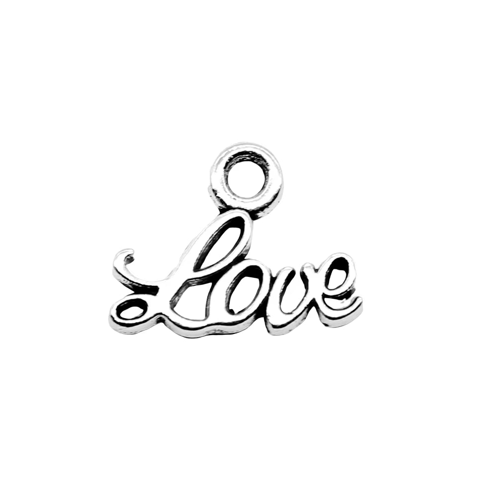 20Pcs 13X10Mm Antique Silver Color Love Word Charm Small Word Love Charm Tiny Love Charm for Jewelry Making
