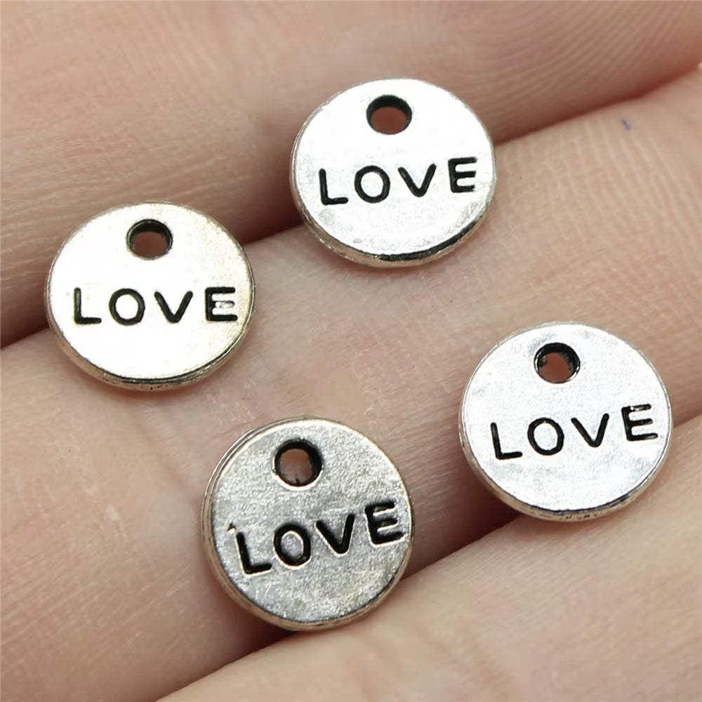 40Pcs Charms Love Antique Silver Color Love Heart Charms Jewelry Findings DIY Word Love Charms Wholesale