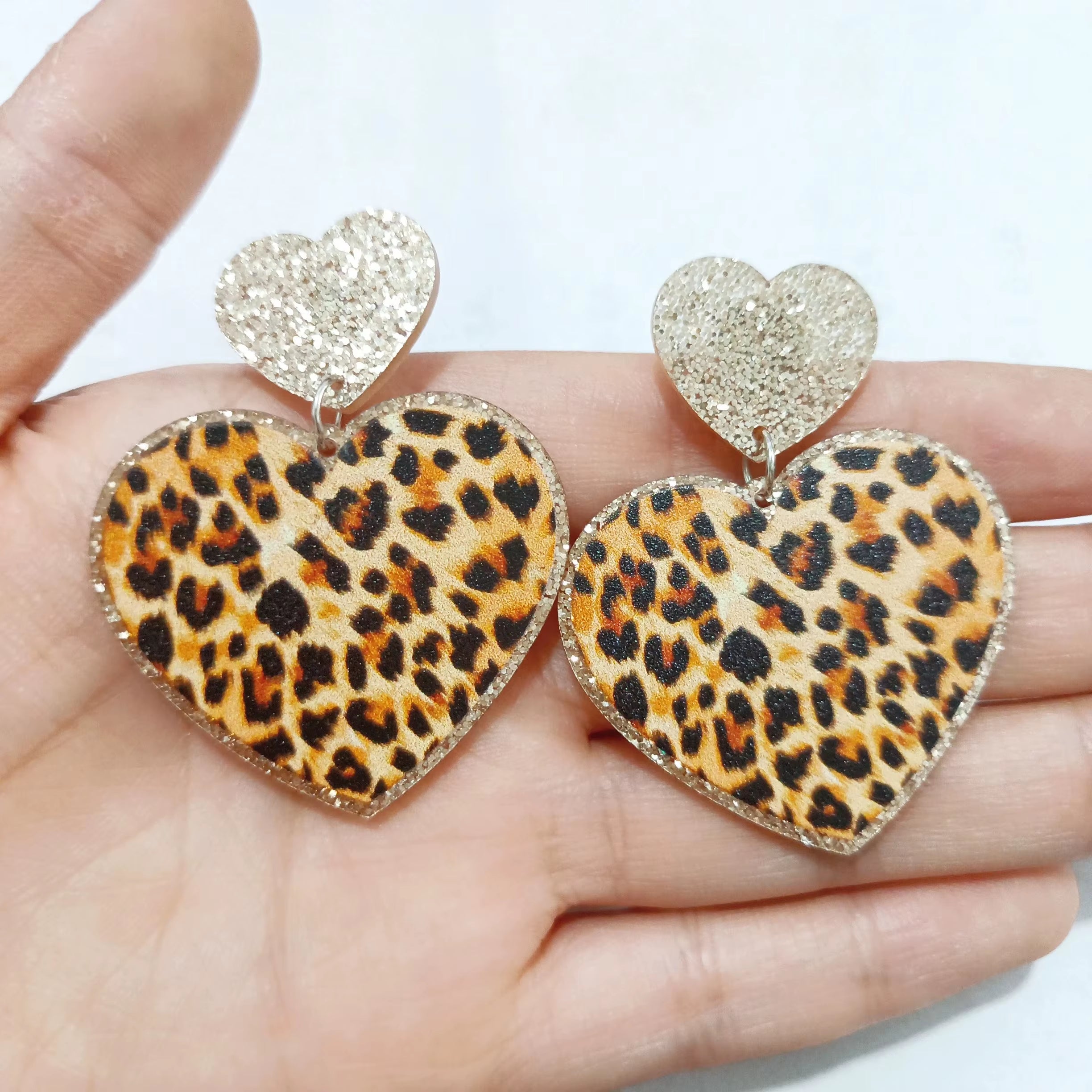 Glitter Acrylic Earrings for Women Red Love Heart Gift Box Chocolate Present Bow Knot Ear Ring Jewelry Valentine'S Day Pendant