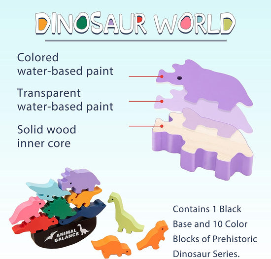 Dinosaur Toys for Kids Boys Toys, Dinosaur Toys Wooden Stacking Games, Toddler Toys for Boys Toys, Montessori Learning Toys Boys Christmas Birthday Gifts Toys