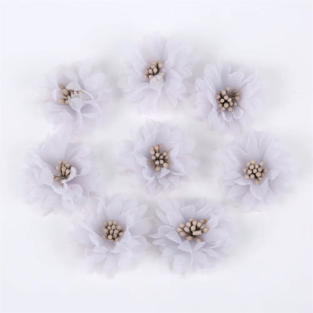10Pcs Chiffon Flowers DIY Flowers Headwear Hat Dress Decorations Clothes Accessories Hair Accessories Artificial Flowers