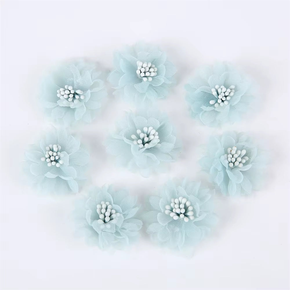10Pcs Chiffon Flowers DIY Flowers Headwear Hat Dress Decorations Clothes Accessories Hair Accessories Artificial Flowers