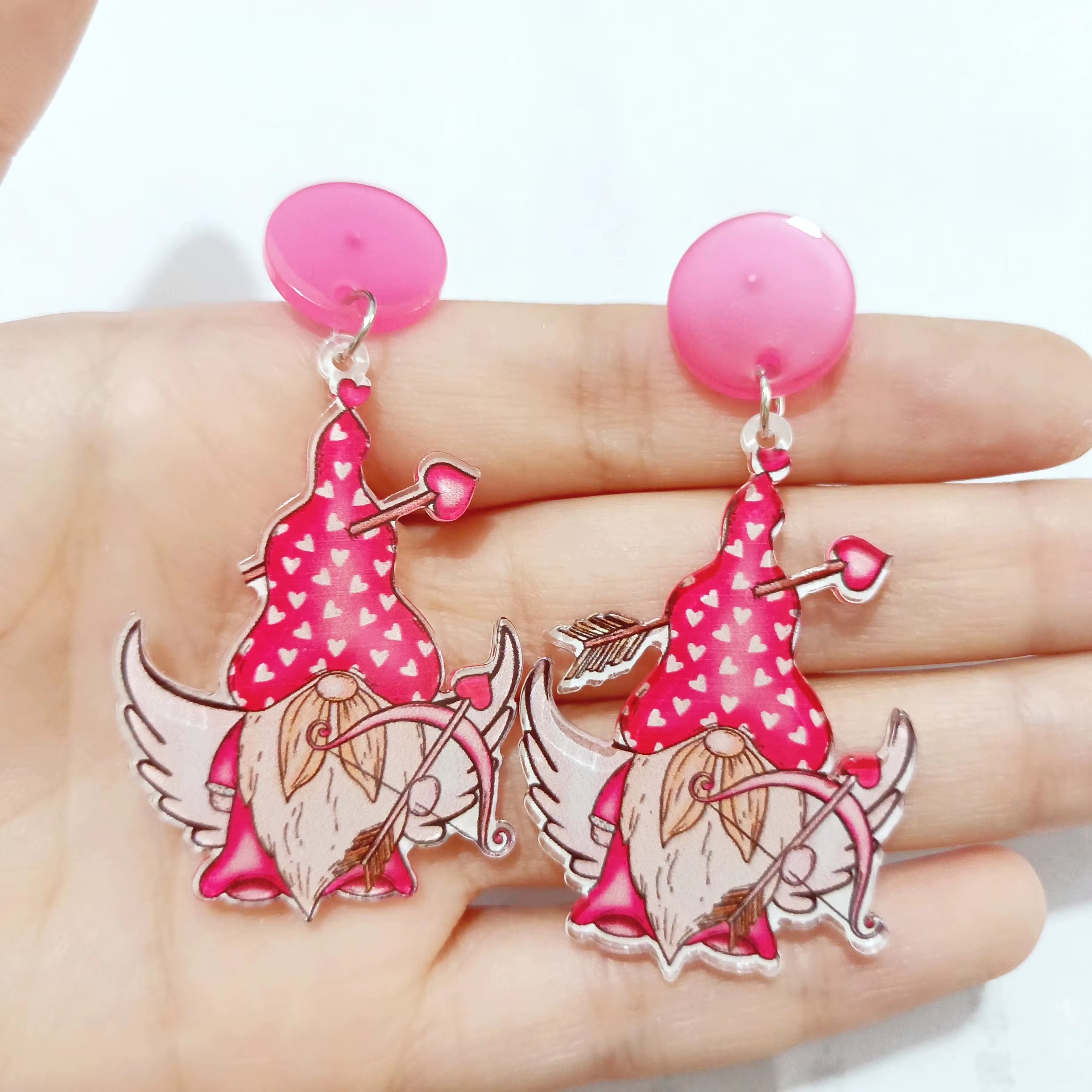 Glitter Acrylic Earrings for Women Red Love Heart Gift Box Chocolate Present Bow Knot Ear Ring Jewelry Valentine'S Day Pendant