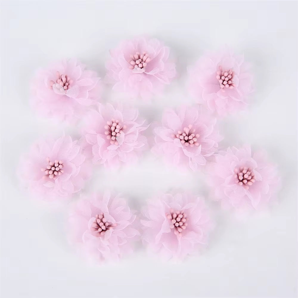 10Pcs Chiffon Flowers DIY Flowers Headwear Hat Dress Decorations Clothes Accessories Hair Accessories Artificial Flowers